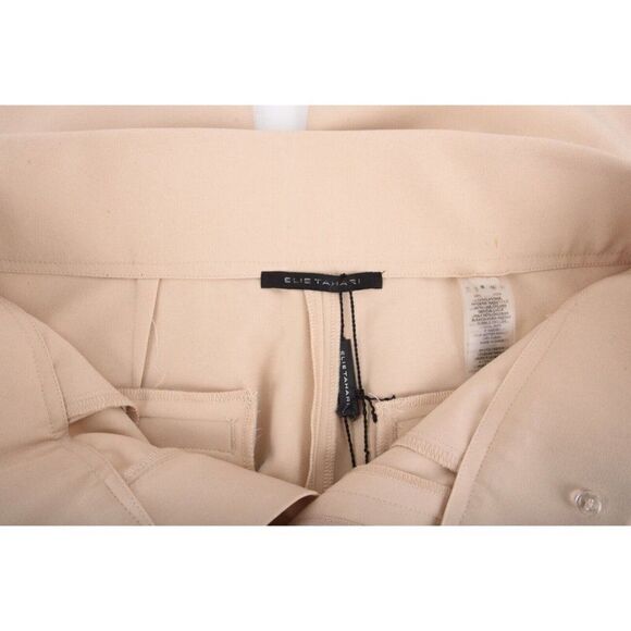 Elie Tahari Womens Pleated Wide-Leg Crepe Pants Trousers US 2 EU 40 Fawn Tan NWT - Picture 8 of 9